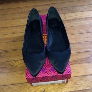 Tory Burch Black Satin Flats